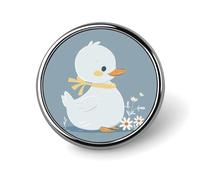 Little White Duck Round Badge Cute Enamel Lapel Pin Brooches Button Pin Personalized Clothing Decoration Unisex Badge Holder Hats Bags Shirts Decor