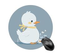 Little White Duck Round Mouse Pad Smooth Glide Gaming Mousepad Extra Density Portable Comfortable Mouse Mat for Desk, Home, Office 7.8x7.8 Inches