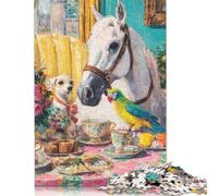 Little White Horse 300 Pieces Wooden Jigsaw Puzzle Adults Fun Decoration Toy Intellectual Game Stress Relief Education Game Relaxation And Intelligence 300pcs (40x28cm)