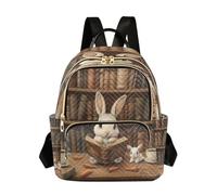 Little White Rabbit Bookstore Backpack Women Ladies Handbag Shoulder Bag Casual Daypack Gift for Work College Small