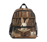 Little White Rabbit Bookstore Toddler Backpack Preschool Backpack Boys Girls Kids Kindergarten School Bag for 3-8 Years