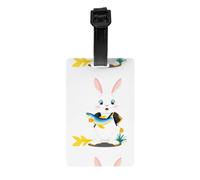 Little White Rabbit Holding Fish YYHWHJDE Prints Portable Luggage Tags