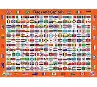 Little Wigwam Flags and Capitals "No Tear Guarantee" Educational Poster (60 x 42cm), Living Room