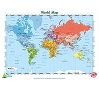 Little Wigwam World Map "No Tear Guarantee" Educational Poster (60 x 42cm)