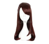 Little Witch Academia Kagari Atsuko Akko Brown Red Straight Ponytail Cosplay Wig+ cap