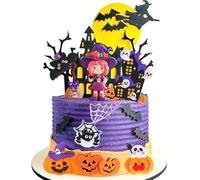 Little Witch Cake Topper Halloween Cake Decoration Ghost Boo Spider Pumpkins Decor for Little Witch Baby Shower Birthday Party Supplies