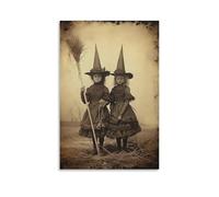 Little Witches Portrait Victorian Halloween Wall Art Paintings Canvas Prints Poster Artwork for Living Room Bedroom Bathroom Office Home Decor 12x18inch(30x45cm)