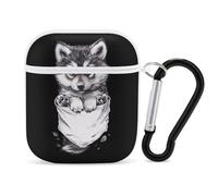Little Wolf Pup in Pocket PC Headphone Case for AirPods 1 And 2 Earphone Cover Earbuds Accessories with Keychain