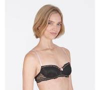 Little Women Women's 'Midnight Ribbon' Non-Wired Balconette Fixed Padding Bra in Black | Size: 42AAA Little Women Black 42AAA
