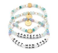 Little Words Project Mother's Day Gifts, The Original Word Bracelet, Made with Colorful Beads and Plated Brass Hardware, Handcrafted Design & Positive Message, L/XL, Brass, no gemstone