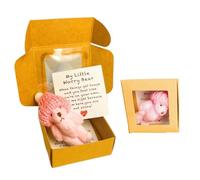 Little Worry Bear in a Box, Little Bear in a Box Positive Giftf or Lovers Friends Graduation Desk Accessories(Pink)