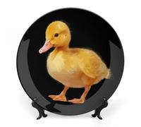 Little Yellow Duck Ceramic Decorative Plates for Display Ornaments with Stand for Kitchen Home Decor 8inch