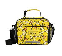 Little Yellow Duck Custom Lunch Box, Add Your Name Lunch Bag with Adjustable Shoulder Strap Insulated Tote Bag Picnic Box Lunch Bag for School Teens Snacks Insulated Cooler Tote