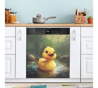 Little Yellow Duck Dishwasher Magnet Cover for Door Front, Large Metal Decorative Kitchen Dishwasher Panel Decal Refrigerator Magnetic Decor Sticker 58 x 66 CM