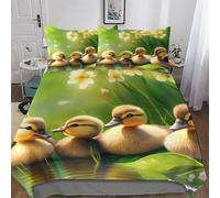 Little Yellow Duck Duvet Cover Bedding Set Soft Microfiber Quilt Covers 2 PCs with Pillowcase For Boys, Girls Comforter Cover Single(135x200cm)