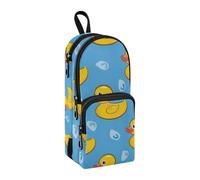 Little Yellow Duck on Blue River Pencil Case, Big Capacity Pen Bag with Compartment Students Schoolbag Shape Stationery Organizer Pencil Pouch Marker Case for School Office Work