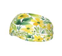 Little Yellow Flower Pattern Sports Sweatband Headscarf Head Bands for Women Men Suitable for Running Yoga Fitness Football