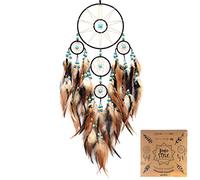Littlear Dream Catcher Handmade Turquoise Merkaba Dream Catchers with Black Feathers Wall Hanging Home Decor Dia 6"(NO.32)