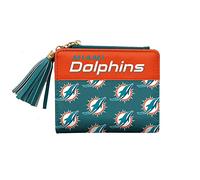 Littlearth Miami Dolphins NFL Mini Organizer - Unisex Adults - Orange, Aqua - Faux Leather - Zip-Around Wallet with Tassel