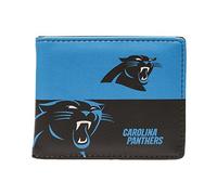 Little Earth Carolina Panthers NFL Bi-Fold Wallet - Black, White, and Blue Vinyl Wallet for Men and Boys - Secure Card Storage - 6 Card Slots - 5" x 4" x 1"