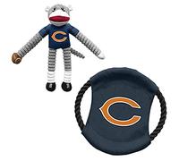 Littlearth NFL Chicago Bears Sock Monkey and Flying Disc Pet Toy Combo Set