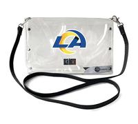 Littlearth Womens NFL Los Angeles Rams Clear Envelope Purse with Black Fashion Strap, Clear, 10" x 6.5" x 0.5"