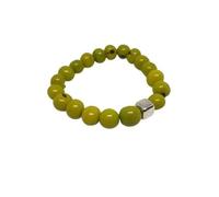 LITTLEBIGTREATS| Acai Berry Bracelets, 100% organic, vegan, and biodegradable, Delicate Women Bracelet, Gemstones Healing, Meditation t, Round Stone (Olive Green)