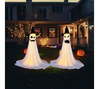 Littleboyny Halloween Decorations, 2 Pack Light Up Ghosts Halloween Decor Indoor Cute Ghost Tabletop Decor for Party Home Kitchen and Fireplace