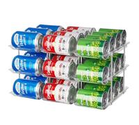 Littlecatch 3 Tiers Can Organiser, Automatic Rolling Soup Soda Can Dispensers, Adjustable Canned Goods Organisers, Holds Up to 36 Cans Food Dispenser Holder for Fridge,Kitchen Cabinet, (3 Tier)