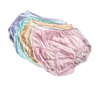 Littledream 6 Pcs Vintage Plus Size 3XL Sheer Transparent Silk Nylon Panties Men Womens Full Cut Briefs Knicker Underwear Hips 44"-54" High Waist Granny Brief Mushroom Gusset, Old Rose, XXXL