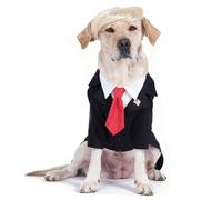 Littledropet Dog Costume Blonde Wig and Suit Set,Dog Formal Business Suit Wedding Tuxedo with Red Tie,Pet Halloween Billionaire Costume Outfits for Small Medium Large Dogs (Tuxedo, 4XL)