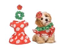 Littledropet Dog Hawaiian Costume Dress with Luau Leis and Flower Hair Bow,Cat Halloween Princess Costume Party Cosplay Outfit for Small Medium Dogs Girl,Summer Cat Beach Dresses Swimsuit Clothes,XS