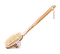 Littleducking Wooden Body Brush Back Scrubber Long Bamboo Handle Reach Back Body Brushing Spa Scrubber