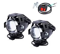 Littleduckling 2PCS Motorcycle U5 LED Headlight Fog Lamp, Motorbike Front Spotlight DRL Daytime Running Light with On/Off Switch, Waterproof Driving Spot Light for Motorcycle Scooter ATV