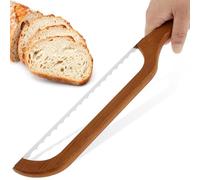 Littleduckling Bread Bow Knife 10inch Serrated Bread Slicer with Ergonomic Bamboo Handle for Homemade Bread, Sourdough, Baguette, Cake, Fruit