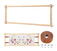 Littleduckling Embroidery Frame Wooden Cross Stitch Frame Rotated Needlepoint Embroidery Tapestry Scroll Frame Adjustable Needlepoint Stretcher Frame Square Punch Needle Frame for Embroidery(33x12)