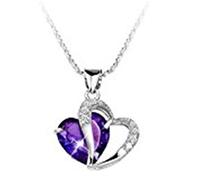 Littleduckling Sterling Silver Amethyst Purple Heart Crystal Pendant Necklace