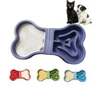 LittleEdenOutpost Bone Slow Feeder Bowl for Dogs Cats - 2-in-1 Lick Mat & Water Dish with 6 Non-Slip Pads, Food-Grade PP & Silicone Pet Bowl for Anti-Choking，Fun Feeding，Anxiety Relief (Purple)