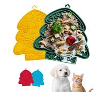 LittleEdenOutpost Pets Silicone Lick Mat Christmas Tree-Shaped for Dogs Cats - Slow Feeder with Suction Base, Grooming Mat for Anxiety & Mealtime, Dog Toys to Keep Them Busy,Bathing (Yellow+Green)