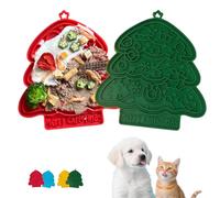 LittleEdenOutpost Pets Silicone Lick Mat Christmas Tree-Shaped for Dogs Cats - Slow Feeder with Suction Base, Grooming Mat for Anxiety & Mealtime, Dog Toys to Keep Them Busy,Bathing(Red+Green)