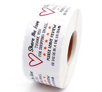 Littlefa Share The Love Please Leave Review Stickers,Cute Review Sticker,Thank You for Supporting My Small Business Stickers for Small Business Mail Package Packing 500 PC