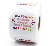 Littlefa Warning Opening Stickers, Cute Fragile Stickers for Shipping Packaging Gift Bags, Handmade Sticker Warning Opening This Package Will Result in Extreme Happiness Labels 500 PCS