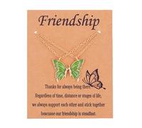 LittleFathand 2Psc Butterfly Friendship Necklace for Women Men BFF Best Friends Necklace Enamel Butterfly Choker Necklace Friendship Jewelry Gift, Zinc, No Gemstone
