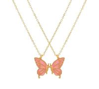 LittleFathand 2Psc Butterfly Friendship Necklace for Women Men BFF Best Friends Necklace Enamel Butterfly Choker Necklace Friendship Jewelry Gift, Zinc, No Gemstone