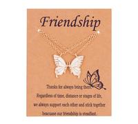 LittleFathand 2Psc Butterfly Friendship Necklace for Women Men BFF Best Friends Necklace Enamel Butterfly Choker Necklace Friendship Jewelry Gift, Zinc, No Gemstone