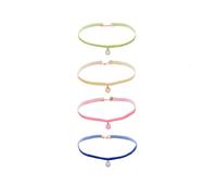 LittleFathand 4pcs Velvet Choker Necklace for Women Yellow Green Blue Pink Flannel Necklace Dainty Gemstone Pendant Necklace Birthday Jewelry Gift