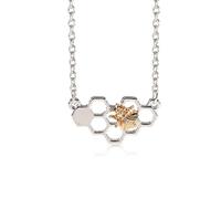 LittleFathand Bee Necklace for Women Men Honeycomb Cute Wasp Animal Necklace Lovely Small Queen Bee Pendant Necklaces Honeycomb Jewelry Gift