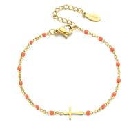 LittleFathand Bohemian Seed Bead Bracelet for Women Men Stainless Steel Cross Bracelet Christmas Faith Cross Amulet Bracelet Religion Jewelry Gift, Zinc, no gemstone