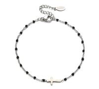 LittleFathand Bohemian Seed Bead Bracelet for Women Men Stainless Steel Cross Bracelet Christmas Faith Cross Amulet Bracelet Religion Jewelry Gift, Zinc, no gemstone