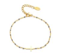 LittleFathand Bohemian Seed Bead Bracelet for Women Men Stainless Steel Cross Bracelet Christmas Faith Cross Amulet Bracelet Religion Jewelry Gift, Zinc, no gemstone